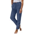 thumbnail image 2 of Conairie Women's Summer Solid Linen Elastic Waist Loose Long Pants Casual BU2 XXXXXL, 2 of 4