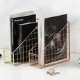 thumbnail image 5 of 2X Gold Electroplated Iron Book Holder Desktop Shelf File Magazine Book Stand Office Home Stationery Organizer Holder, 5 of 7