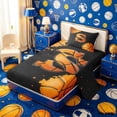 thumbnail image 2 of Meiyoeat Basketball Letter S Twin Sheets 3pcs,Sport Graffiti Splash Bedding,Black Orange,1 Fitted Sheet,1 Flat Sheet and 1 Pillowcase, 2 of 6