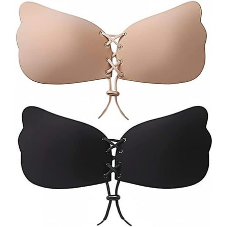 

2 Pack Push Up Sticky Bra for Women Invisible Bra Backless Strapless Bra Adhesive Bra Reusable Nipple Covers