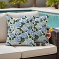 thumbnail image 5 of 2 Pack Outdoor Waterproof Throw Pillows, Blue Flower Hydrangea Green Leaf Decorative Square Pillow Case Patio Pillows for Chair Couch Sofa 16x16in, 5 of 9