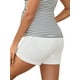 thumbnail image 3 of INSPIRE CHIC Pantalones Cortos de Verano para Mujeres con Dobladillo y Bolsillos para Maternidad Embarazo de Mezclilla Blancos Pequeños, 3 of 6