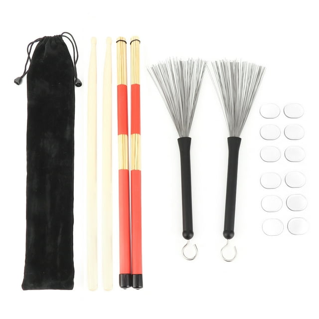 Brosses à Tambour, Accessoires de Tambour Apparence Vive Texture Délicate Tête de Brosse à Rouleau Rétractable Érable 5A Baguettes pour Instruments de Musique