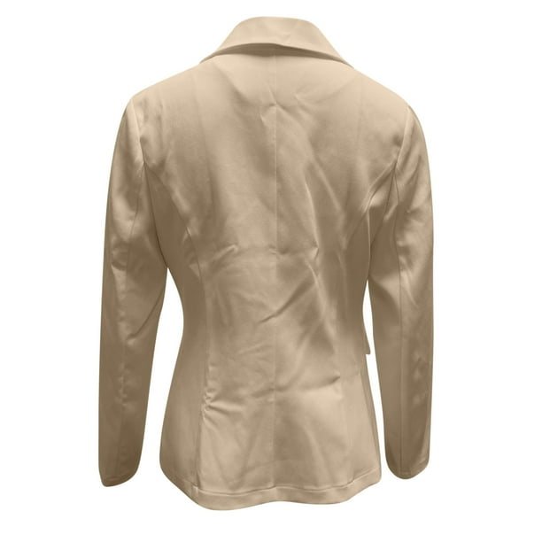Veste de costume décontractée à revers pour femme, veste de costume à simple boutonnage à manches longues avec poches, couleur unie, coupe ample, vêtements d'extérieur d'affaires acheter à prix bas - livraison Veste de costume décontractée à revers pour femme, veste de costume à simple boutonnage à manches longues avec poches, couleur unie, coupe ample, vêtements d'extérieur d'affaires acheter à prix bas - livraison