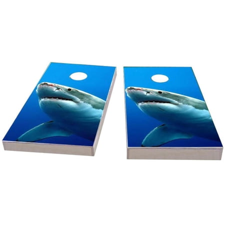 Skip's Garage Shark Solid Wood Cornhole Board Set