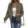 thumbnail image 2 of Womens Jacket Coat Casual Stand Collar Zip Up Fall Fashion Jackets Outfits with Pockets Army Green 5XL, 2 of 9