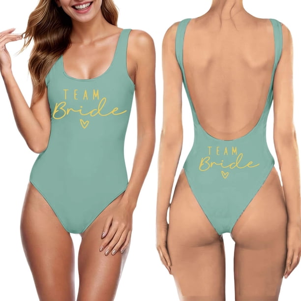 MKLEKYY Trajes De Baño Mujer Short Women Fashion Letter Print Piece Swimsuit Sexy Bikini Swimwear Bathing Sleeveless Backless Swimsuit 2123