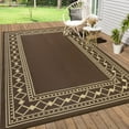 thumbnail image 2 of Twister.CK Outdoor Rug 8' x 10' Waterproof Patio Rug, Reversible Plastic Outside Carpet for RV Camping Deck Balcony Porch, Brown, 2 of 8