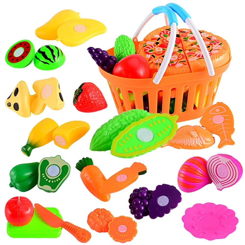 24Pcs Kids Kitchen Fruit Vegetable Food Cutting Toys Role Play Game Set shan 