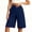 *Navy, variant on VBVC Women's Cotton Linen High Waist Bermuda Shorts , Wide Leg Knee Length Shorts For Women,Ladies' Button Front Summer Shorts with Pockets,Army Green,S-3XL