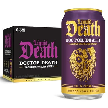 Liquid Death, Doctor Death, Soda-Flavored Sparkling Water, 6-Pack (12oz Cans), Low Calorie & No Artificial Sweeteners