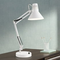 360 Lighting Shoup 33 1/2" Tall Large Modern Desk Lamp USB Port Architect Adjustable Height White Finish Metal Single Charging