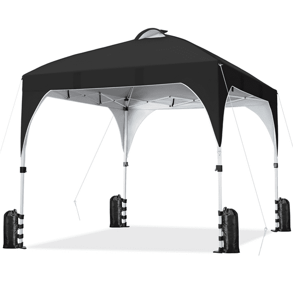 Yaheetech 10×10ft Canopy Tent with 17 Solar LED Lights, Black