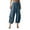 Blue, variant on WIZUTIZ Palazzo Pants for Women Casual Capris Breathable Casual Relaxed Fit Wide Leg Beach Pants Spandex Elastic Mid Rise Summer Pants Solid Drawstring Flowy Smocked with Pockets Palazzo Pants Blue