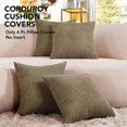 thumbnail image 2 of Deconovo Corduroy Fundas de cojines Juego de 4 – Machine Washable Home Decor for Sofa, Dormitorio | Khaki, 22x22 Inch, 2 of 7