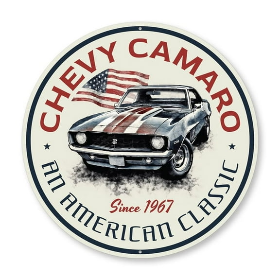 Chevy Camaro An American Classic Since 1967 Aluminum Metal Decor Sign - 12" Round