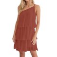 thumbnail image 1 of Gibobby Vestido De Mujer De Corte Elegante vestido de pastel en capas múltiples con hombros descubiertos para las vacaciones de las mujeres hasta la (Naranja,G), 1 of 5