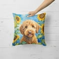 thumbnail image 2 of Labradoodle in Sunflowers Throw Pillow 18 in x 18 in, 2 of 5