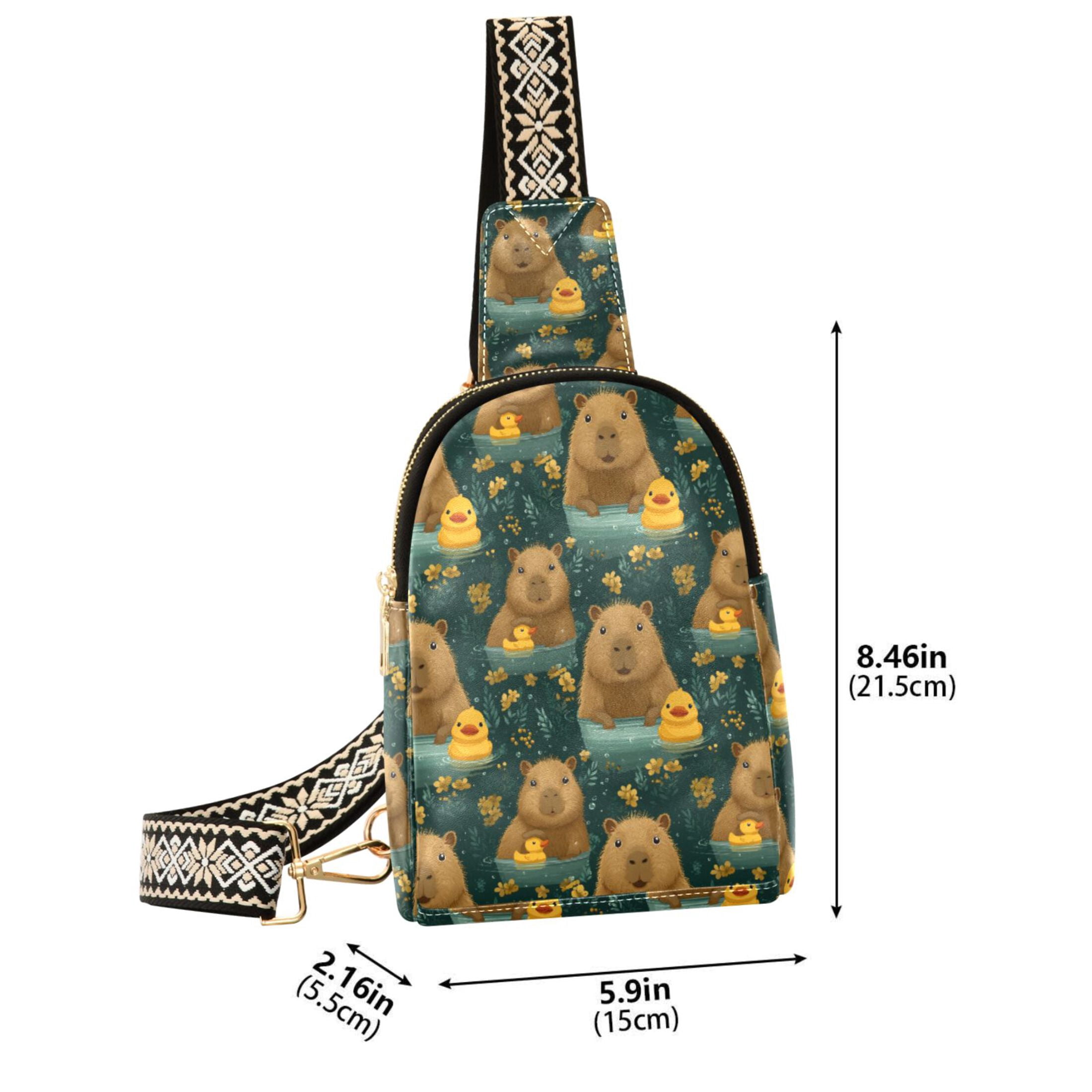 ALAZA Capybara Cute Ducks Sling Bag for Women Men Waterproof Crossbody Chest Bags