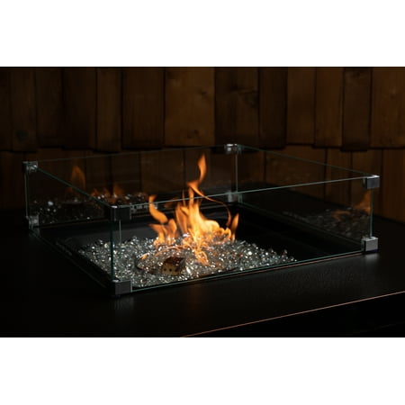 Fire Sense - Tempered Glass Wind Guard for Square LPG Fire Pits - Clear