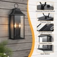 thumbnail image 2 of Lawyettle Black Outdoor Wall Light, 20.6-Inch Dusk to Dawn Sensor Exterior Lantern, Waterproof Porch Wall Sconce with 2-Light E12 Socket for Patio, Doorway, Garage, 2 of 7