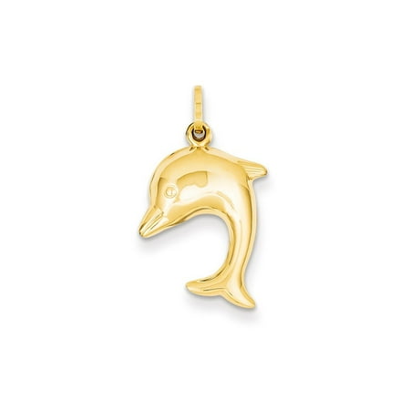14k Hollow Dolphin Charm - 14k Yellow Gold Hollow Dolphin Charm - .6 Grams