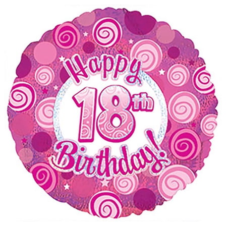 17 inch Happy 18 Birthday Pink Dazzleoons CTI Foil Mylar Balloon - Party Supplies Decorations