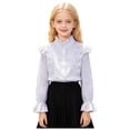 thumbnail image 5 of Mnyotv School Outfits for Girls Classic Uniform Shirts Ruffle Long Sleeve Button Down Shirt Kids Fall Clothes Tops Size 3-4Y, 5 of 8
