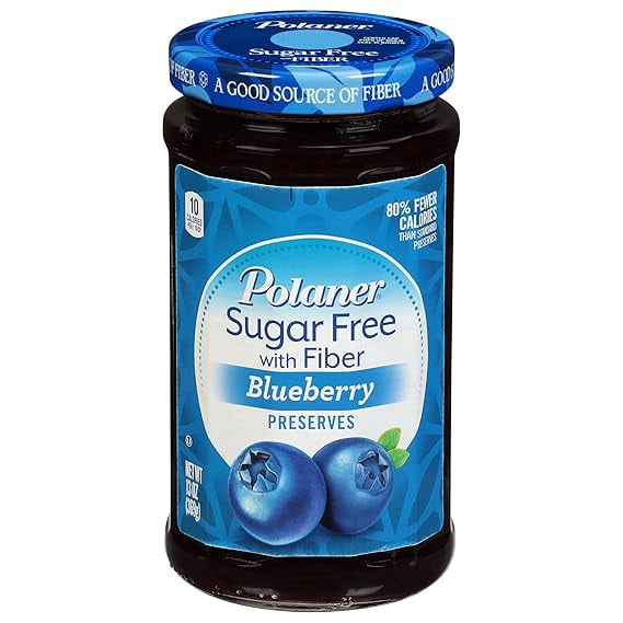 Polaner Sugar Free Blueberry Jam With Fiber, 13 Oz (Pack of 2)