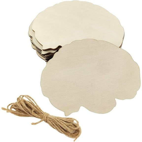 30 Pack 4 Inch Wood Brain Cutouts Unfinished Wooden Brain Science Hanging Ornaments DIY Brain Craft Gift Tags for Home Party Decoration Craft Project