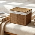 thumbnail image 6 of TFYZYY Rattan Storage Basket with Lid Stackable Woven Organizer Bin for Home, Bathroom, Closet, and Shelf Removable Fabric Liner and Decorative Design for Clutter-Free Living, 6 of 6