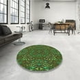 thumbnail image 3 of Ahgly Company Indoor Round Patterned Dark Lime Green Area Rugs, 6' Round, 3 of 6