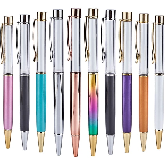 10Pcs Empty Tube Pens Floating DIY Marble Liquid Sand Pens Creative Empty Ballpoint Pen for DIY Glitter Epoxy Resin Ballpoint Pen diy