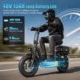 thumbnail image 4 of k11 Electric Scooter with Seat,1200W Peak Motor, 25 MPH 750Wh 35 Miles , 14" Foldable Commuting Electric Scooter with Box (Removable), Ample Storage for Pet & Cargo,UL2272,365LBS Capacity, 4 of 12