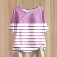 thumbnail image 1 of Fiudx Camisas de Mujer Top de Manga Corta con Cuello Redondo y Botones de Lino con Estampado Informal para Mujer, 1 of 5