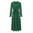 thumbnail image 5 of cfhntfmh Fall Dresses for Women Long Sleeve V Neck Long Maxi Dress Elegant Flowy Tiered Ruffle Hem A-Line Dress, 5 of 7