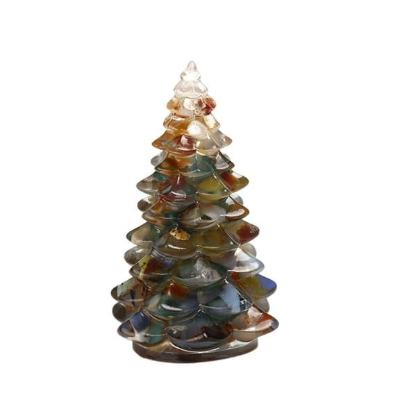 Zmeidao Holiday Christmas Tree Figurine, Resin Christmas Tree Decoration for Fireplace Tabletop Centerpiece