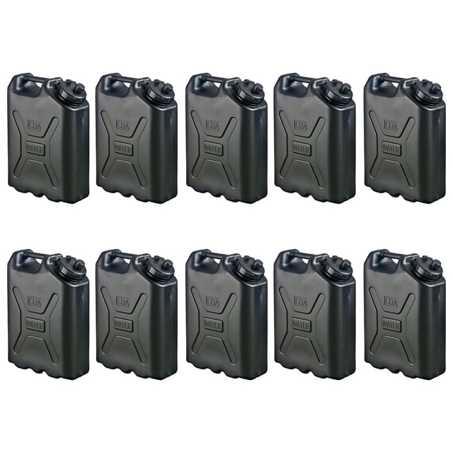Contenedor de agua Scepter Military 20 L/5 galones, 10 unidades, negro