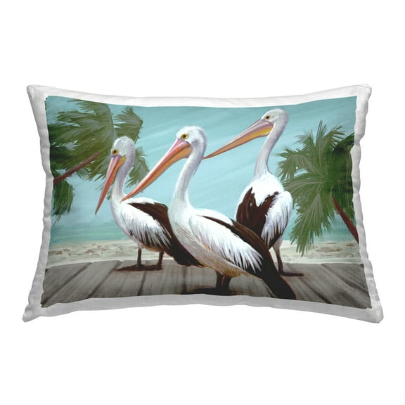 Stupell Industries Pelicans & Tropical Dock Decorative Printed Throw Pillow, 14 x 20