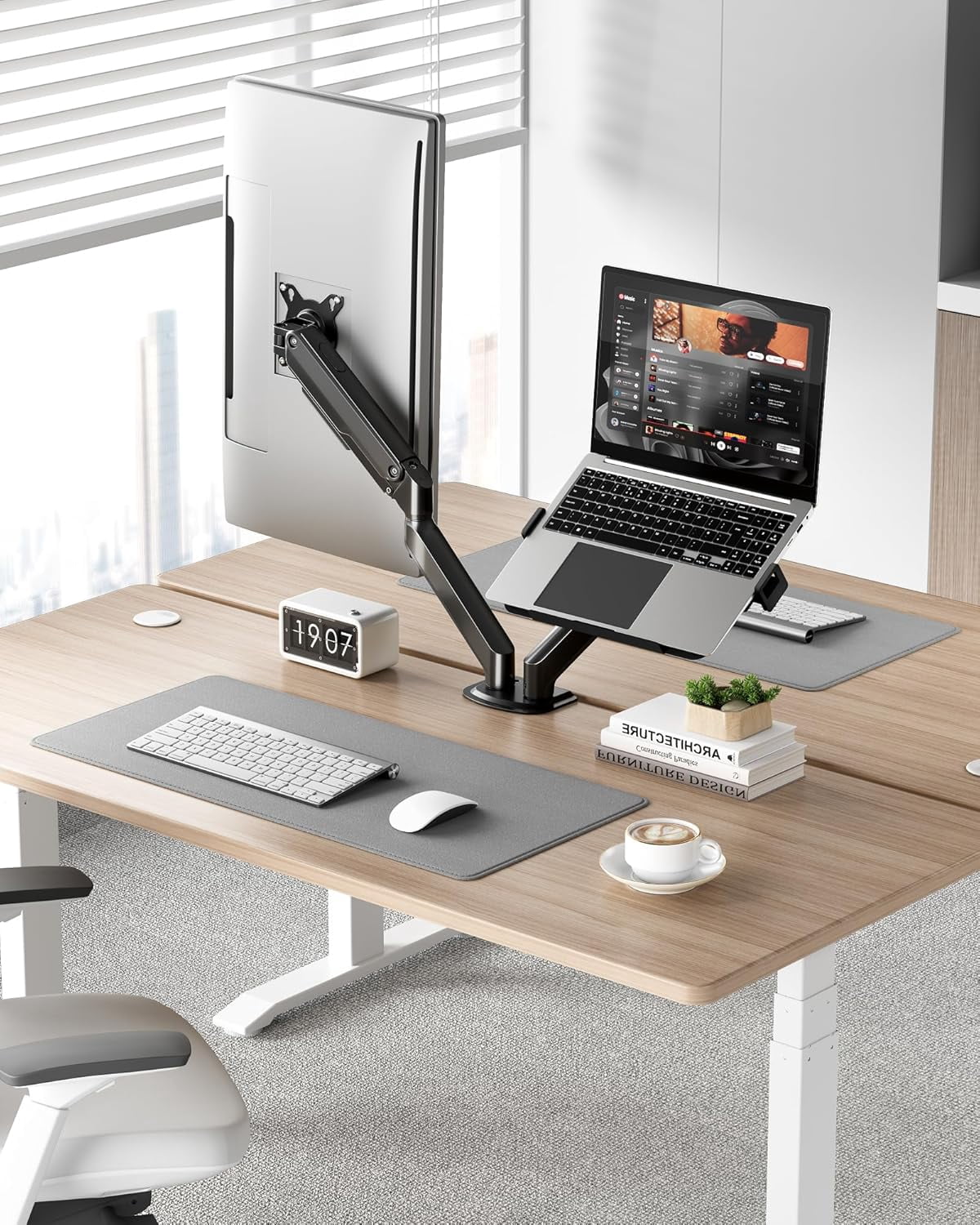 Dual Monitor Stand for Desk, 17-32 Inch Mechanical Spring Dual Arm, Heavy Duty Steel Adjustable Monitor Mount, Full Motion VESA 75x75/100x100, C-Clamp & Grommet, Holds  to 20 lbs Each