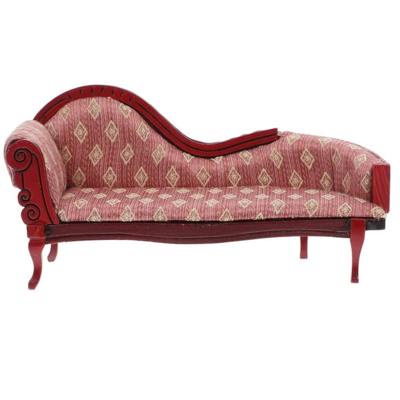Dollhouse Chaise Lounge 1/12 Scale Miniature Sofa Vintage Style Floral Couch Mini Furniture Accessory For Dollhouse Living Room