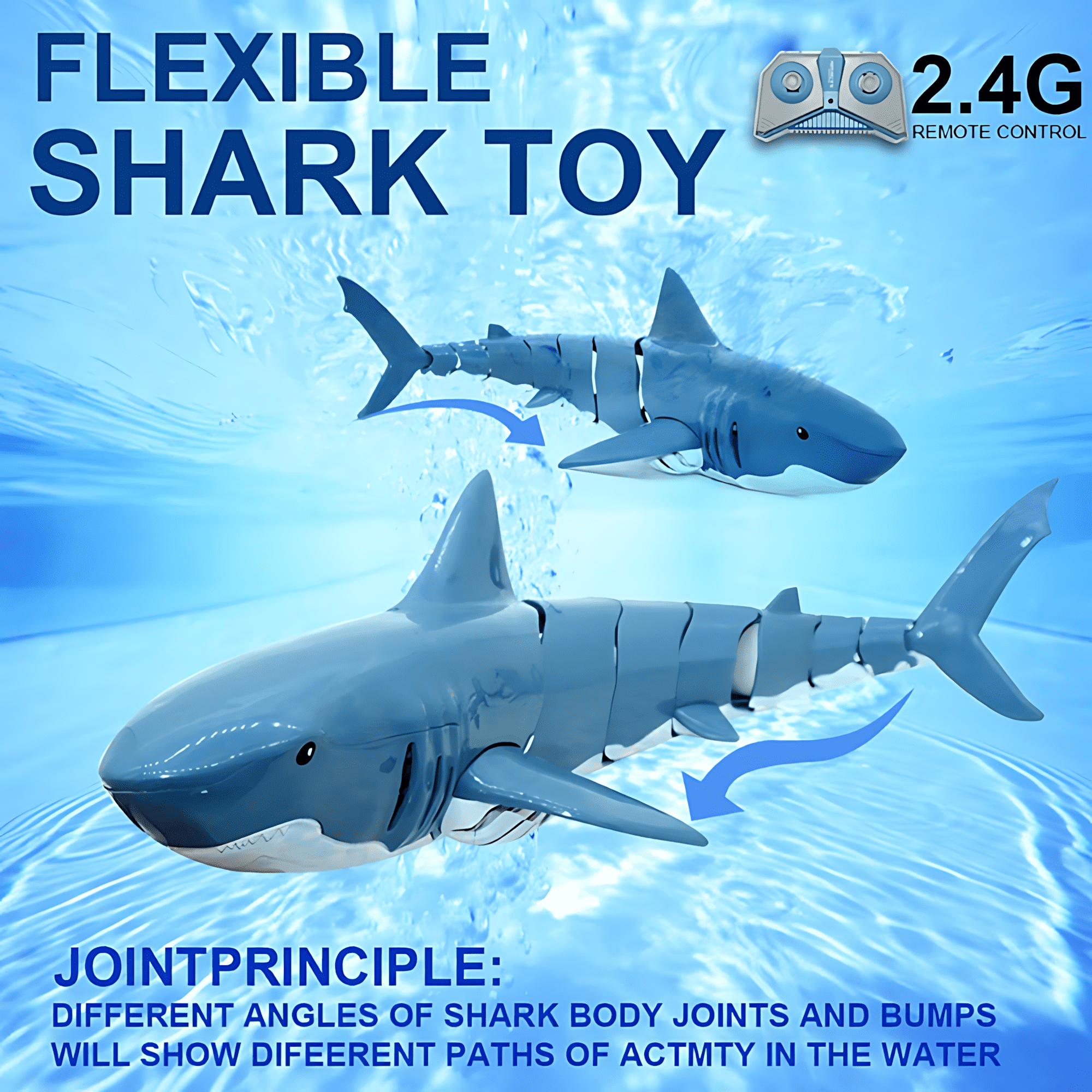 Unbranded RC Shark Toy, 2.4G Remote Control Shark for Swimming Pool and Lake, Lifelike Water Boat Toy for Boys Girls Ages 6+