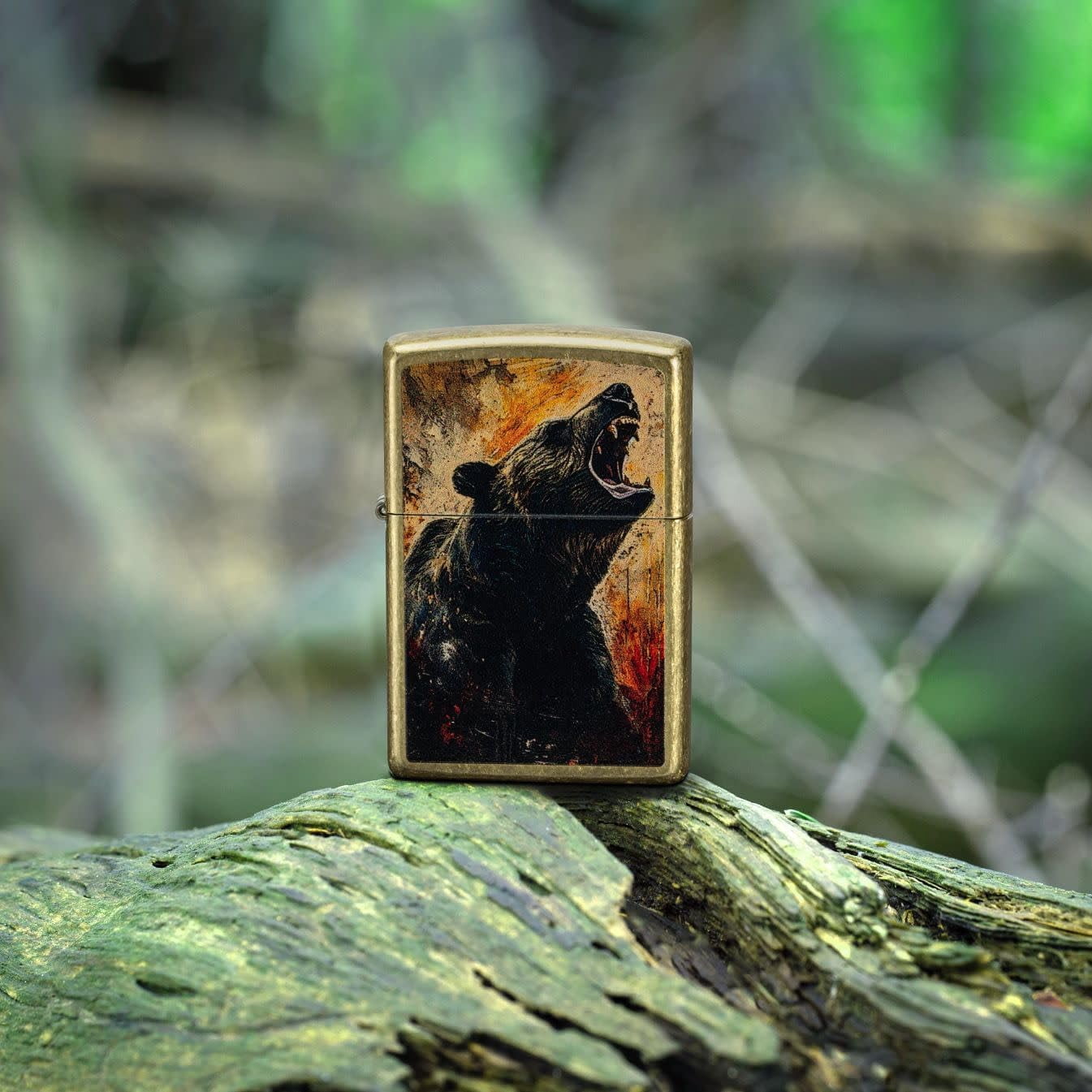Zippo Lighter - Customized Message on Grizzly Roar Street Brass Pocket 46695