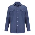 thumbnail image 5 of Men’s Long Sleeve Denim Shirt Jacket Lapel Solid Color Casual Spring Fall Top, 5 of 9