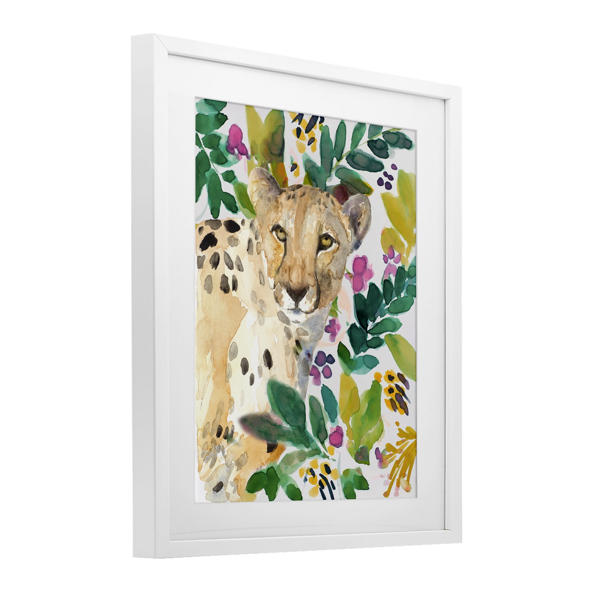 Stupell Industries Garden Plants Cheetah White Framed Print Under Glass, design by Lanie Loreth