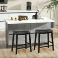 thumbnail image 4 of Gymax 4PCS 26'' Upholstered Counter Height Bar Stool PVC Leather Saddle Stool Black, 4 of 10