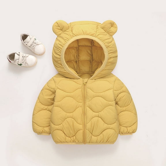 Little Boys Girls Puffer Coat Toddler Winter Coat Bear Ear Cute Jackets Long Sleeve Light Winter Coats for Baby Boys Baby Girl Jacket Warm Thick Clothes 12-18 Months