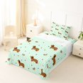 thumbnail image 5 of Homewish Dachshund Bow Twin Sheets,Cute Animal Bedding,Green White Stripes Decor,3 Pieces,1 Fitted Sheet and 1 Pillowcase, 5 of 6