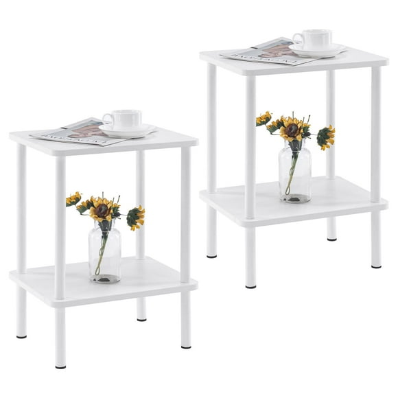 Juego de mesa auxiliar Apicizon, 40 x 30 x 52 cm, color blanco, 2 niveles