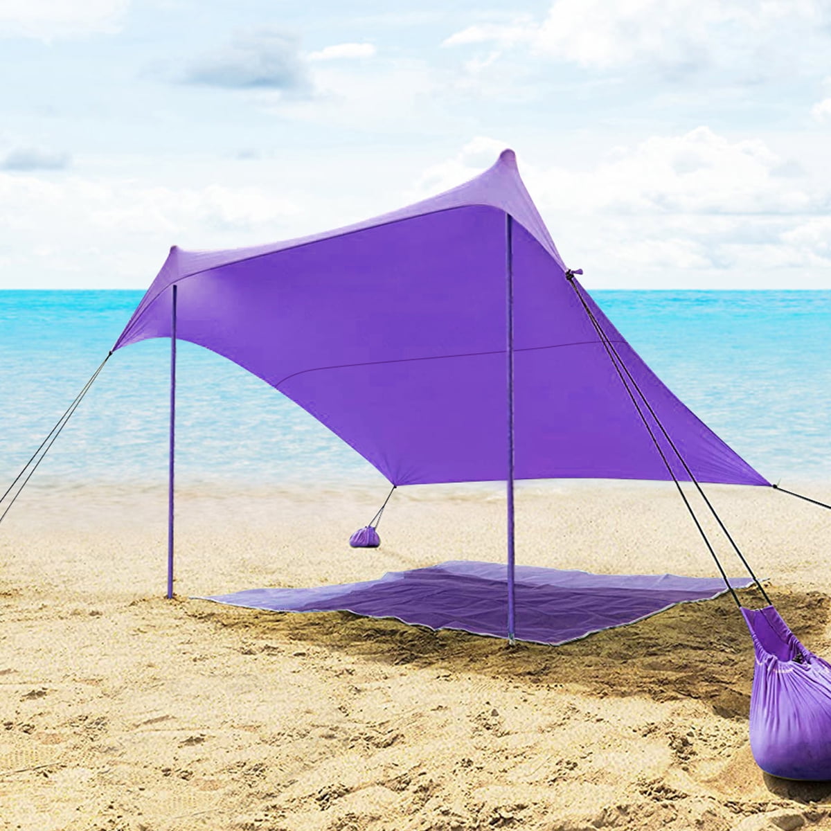Beach Tent Sun Shelter 7.6ftx7.2ft Portable Sun Shade Canopy Awning with Sandbag 